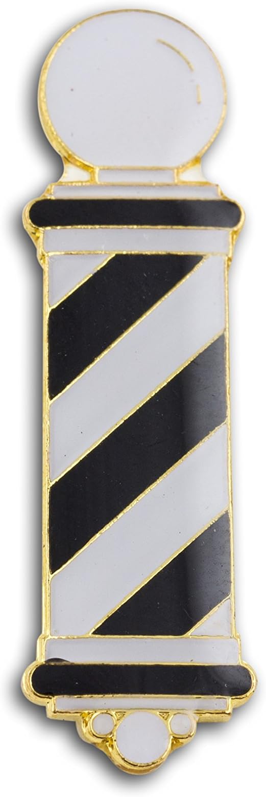 Barber Pole Lapel Pin, Black & White by MD Barber