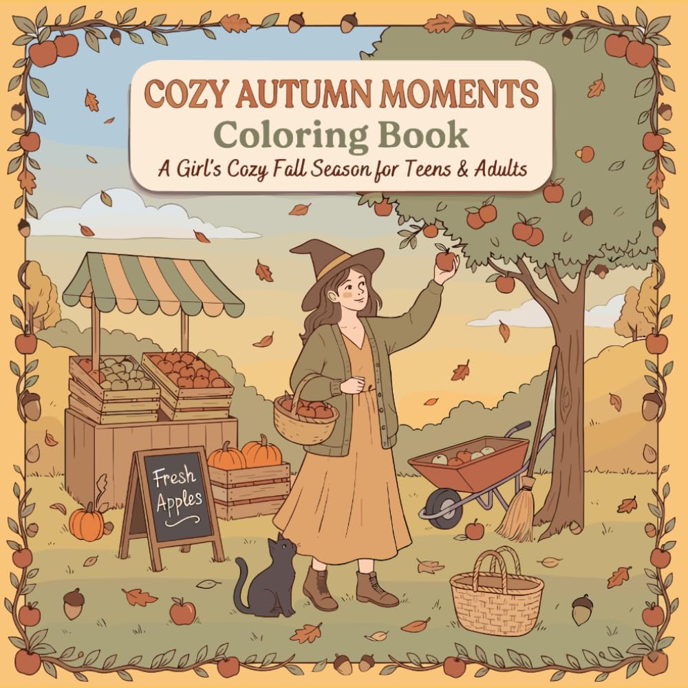 Cozy Autumn Moments Coloring Book: Cute Cozy Fall Scenes to Color and Relax | 40 Adorable Autumn Adventures, Pumpkin Patches, Forest Walks, Everyday Fall Moments for Teens & Adults