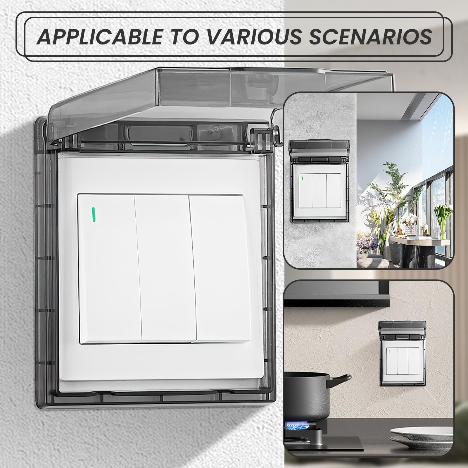 BSEED Presa Da Incasso In Vetro 86x86 Mm Con Coperchio Impermeabile – 1 Scomparto Bianco Per Esterni E Interni