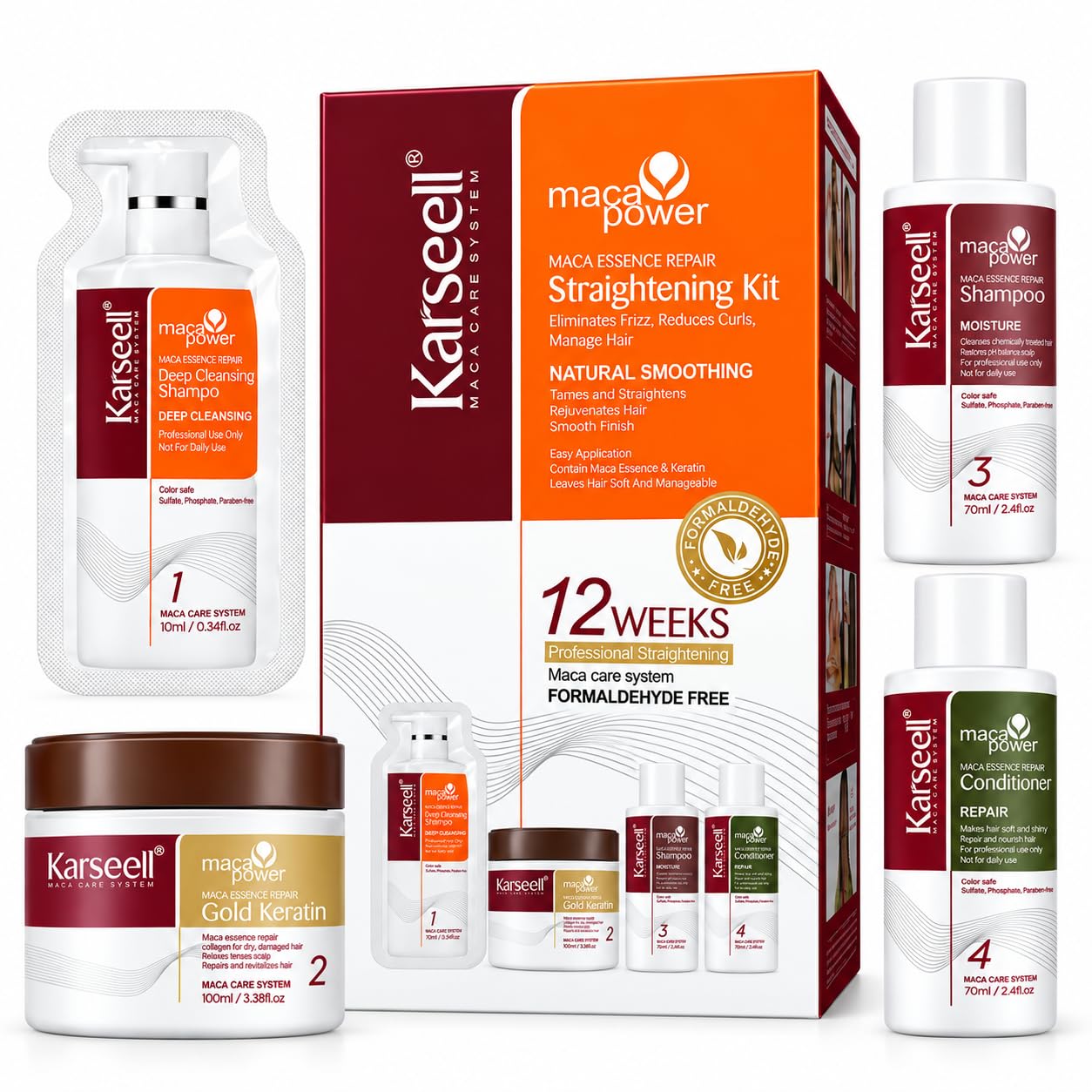 Karseell MACA CARE SYSTEM Kit Lisciante Professionale alla Cheratina