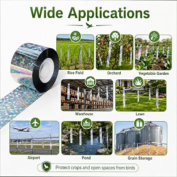 Bird Scare Tape,Floral Holographic Scare Ribbon,Bird Reflective Tape,110m