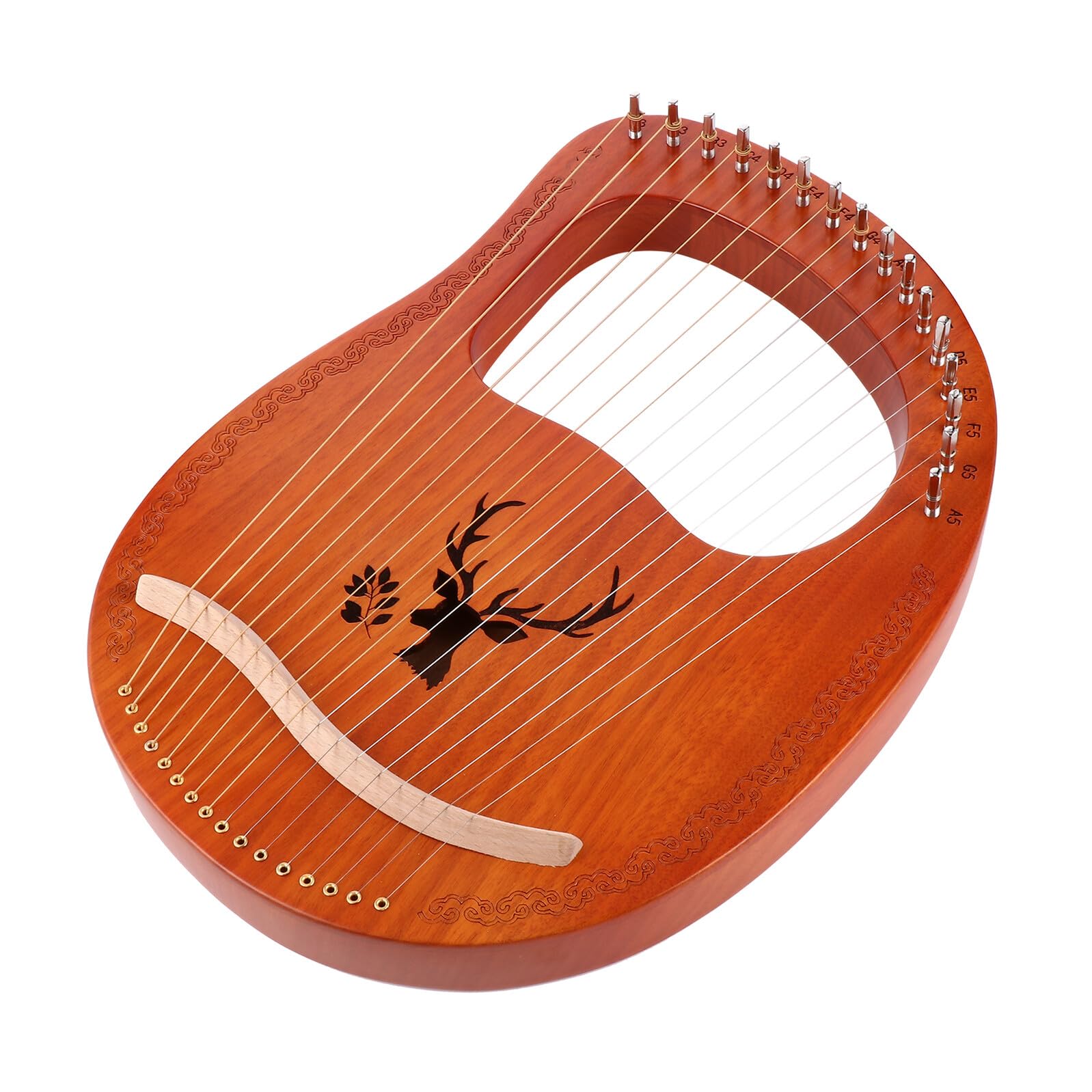 SUPVOX Arpa Lira Portatile a 16 Corde in Legno Massello Corde Metalliche Resistenti per Principianti e Appassionati Strumento Musicale Bordi Arrotondati e Pannello Decorativo a Renna