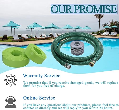 Miniatura 5 de Eastrans El kit de bomba de manguera de descarga incluye manguera de succión de PVC verde de 2 pulgadas x 20 pies con ajuste de clavija de aluminio,