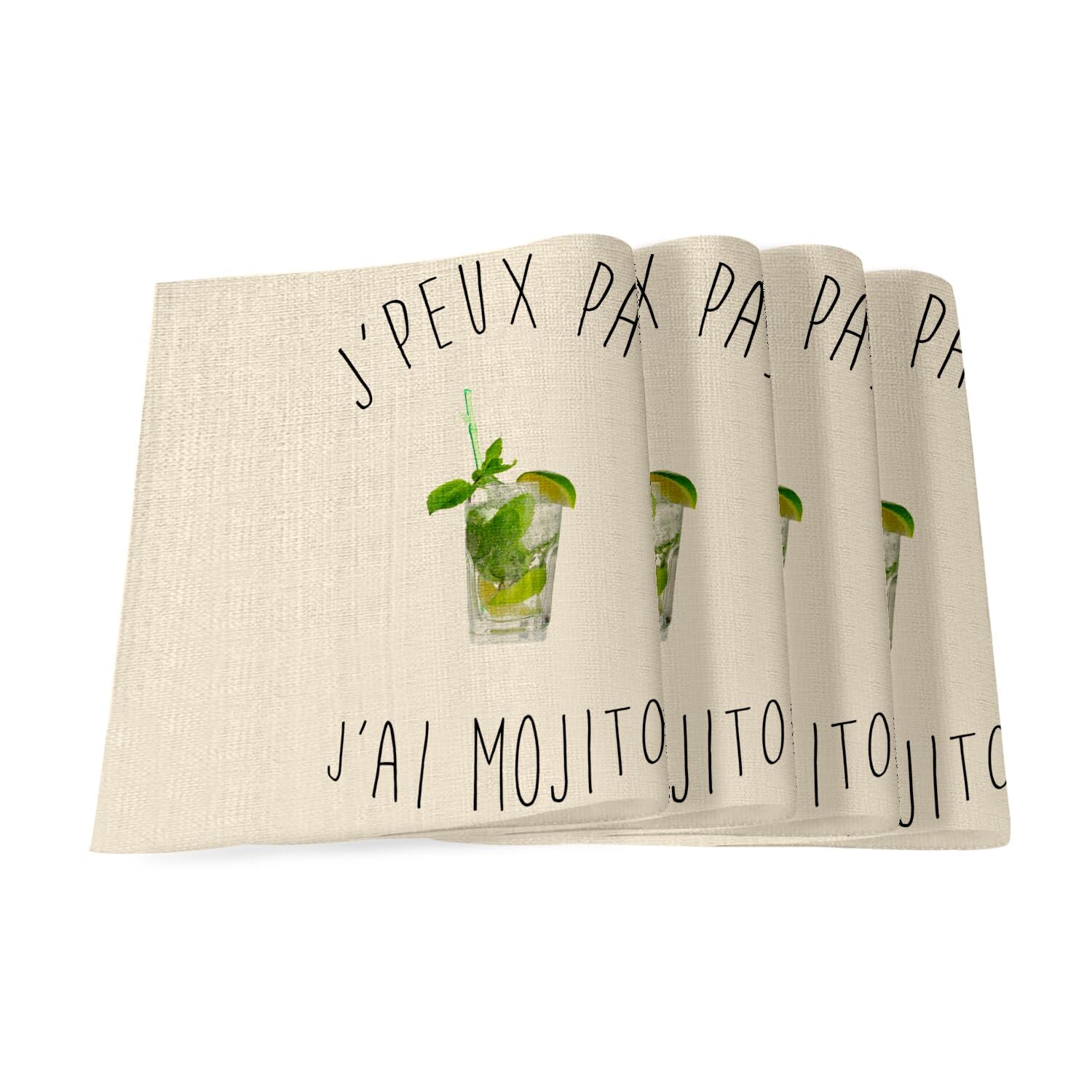 Sets de table en lin Mojito grand format pour des apéros dînatoires conviviaux entre amis