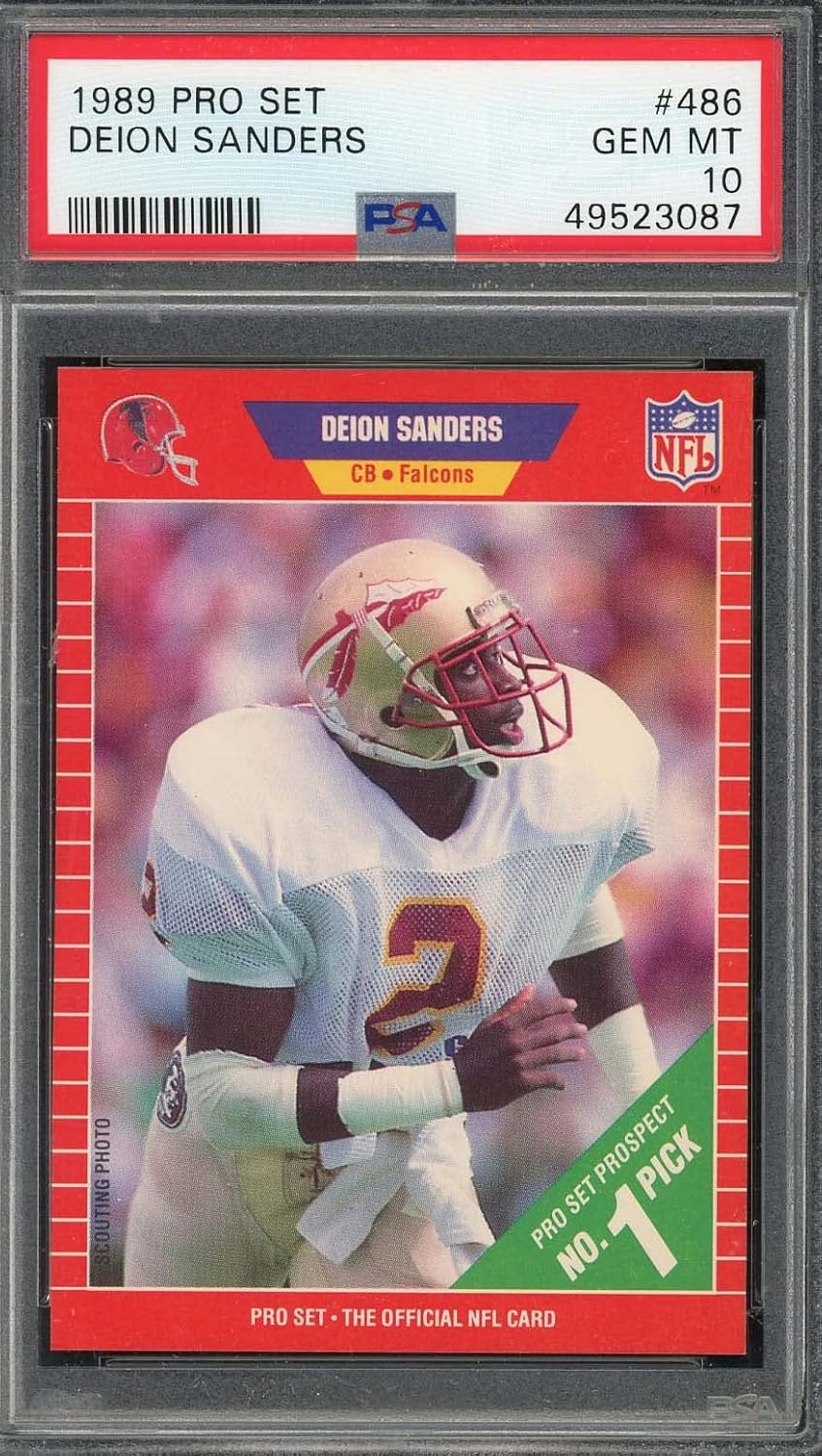 Deion Sanders 1989 Pro Set Football Rookie Card RC #486 Graded PSA 10