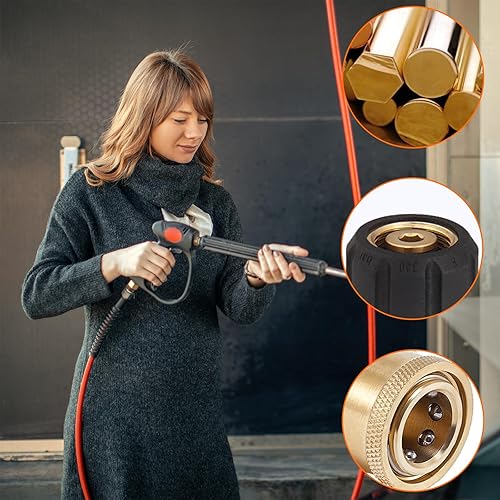 Miniatura 6 de Juego de 16 adaptadores para lavadora a presión, kit de desconexión rápida de 3/8 pulgadas para enchufe de liberación rápida, M22 giratorio a 1/2