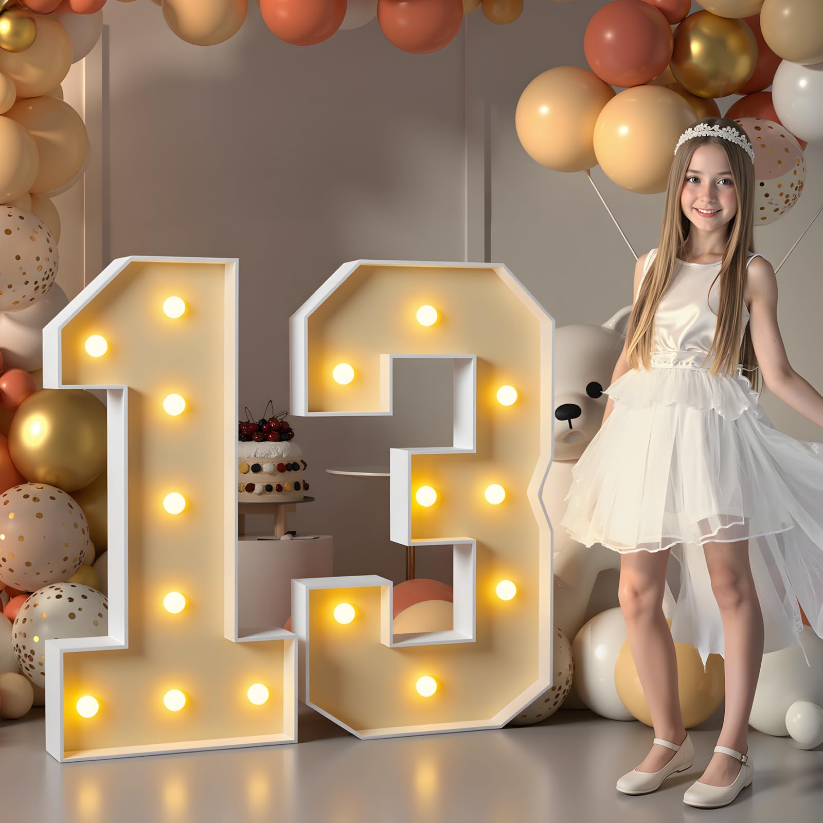 Photo 1 of Imprsv 3FT Light Up Numbers, Marquee 13th Birthday Decorations for Girls Boys, Large Light Up 13th Birthday Women Foam Board Anniversary Party Decorations Arch Kit (DIY)