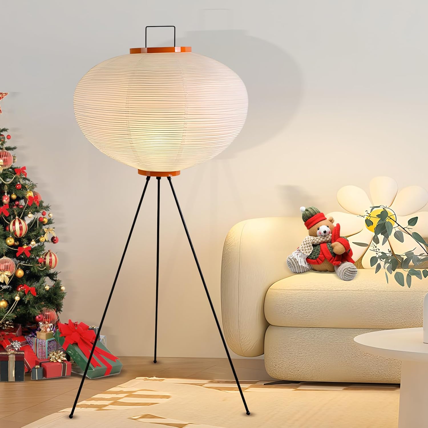 Generic Modern White Paper Floor Lamp, LED Dimmable with Foot Switch ...