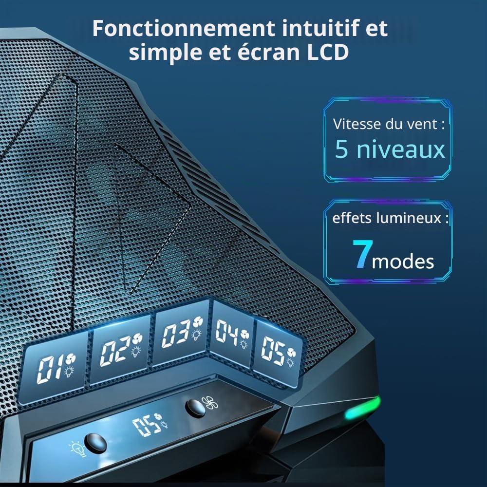 G-Story RGB Wind Refroidisseur PC Portable Ventilateur Ordinateur Portable 12-18" 10 Ventilateurs Silencieux 8 Hauteurs Réglables USB
