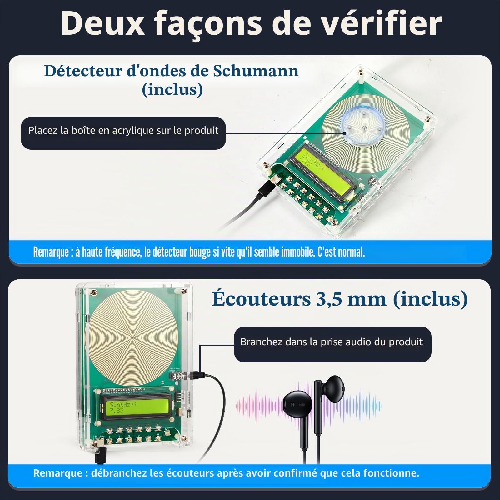 Générateur de fréquences 7,83 Hz réglable 0,1 Hz-200 kHz, avec écran et connexion USB - Générateur de fréquences pour l'aide au sommeil, portable pour la maison, le bureau, comme cadeau de
