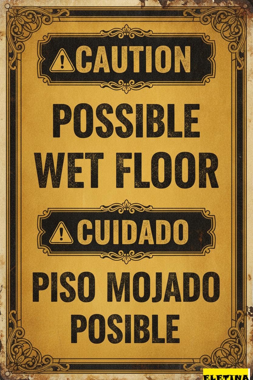 Caution Possible Wet Floor Metal Wall Warning Sign High Way Fence Yard Road Street Business Decor 8x12in