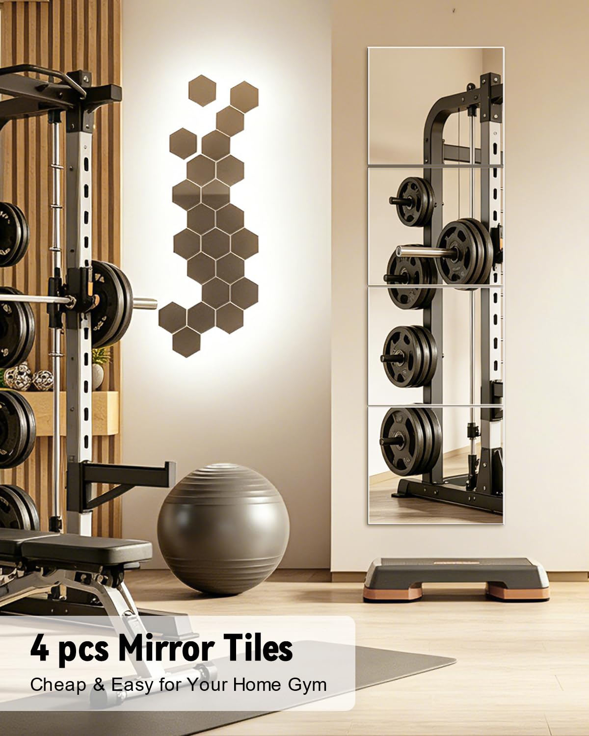 Espejo de pared de longitud completa, 12 x 12 pulgadas x 4 piezas, espejo acrílico irrompible de cuerpo completo para dormitorio, cuadrados, hojas de espejo inastillables, montado en la pared para