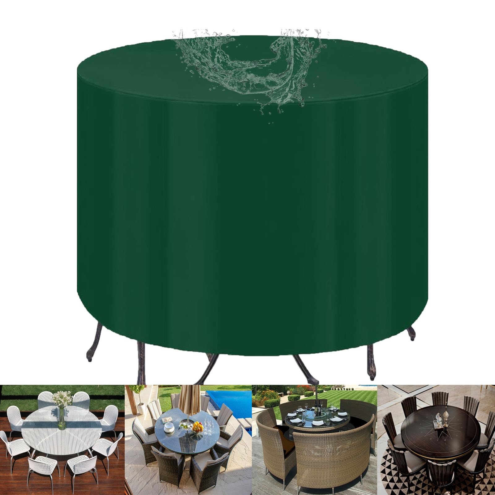 TYHJSH Garden Furniture Cover Outdoor Round Table Cover Waterproof Heavy Duty Patio Furniture Cover for Garden Furniture Set AntiUV Windproof Rattan Furniture Covers