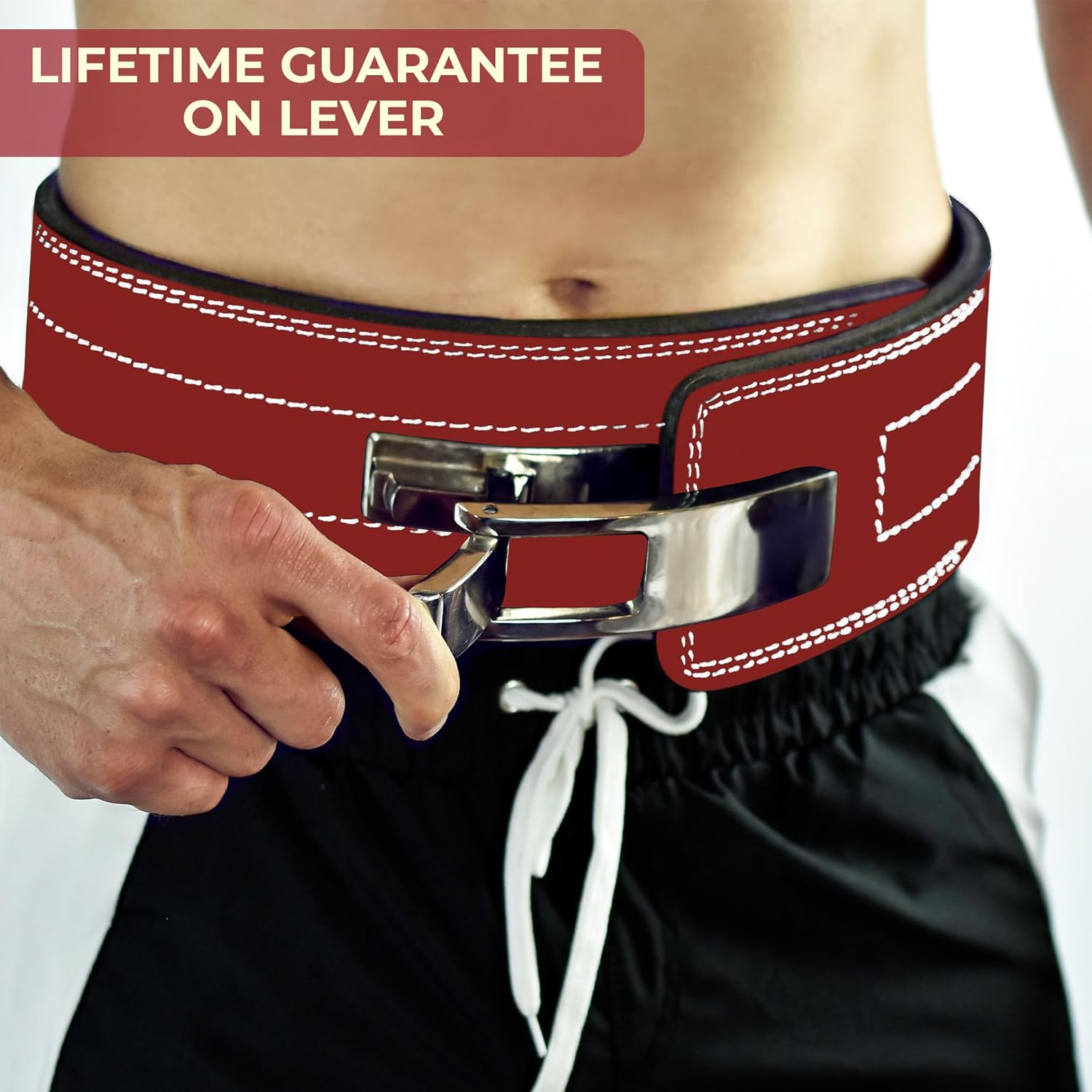 Flexz Fitness Lever Weight Lifting Belt Leather - 10MM 13MM Powerlifting Gym Belts for Men & Women - Lower Back Support for Weightlifting Deadlifts Squats Heavy Duty IPF Bodybuilding