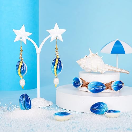 Vista 82 de Cheriswelry 10 cuentas de concha de cauri impresas con estrellas de mar sin perforar, dijes de conchas de océano, verano, playa, cuentas Estrella