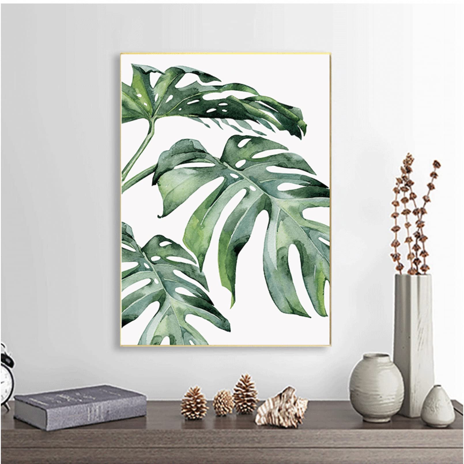 Lienzos de plantas tropicales y póster de hojas verdes para decoración