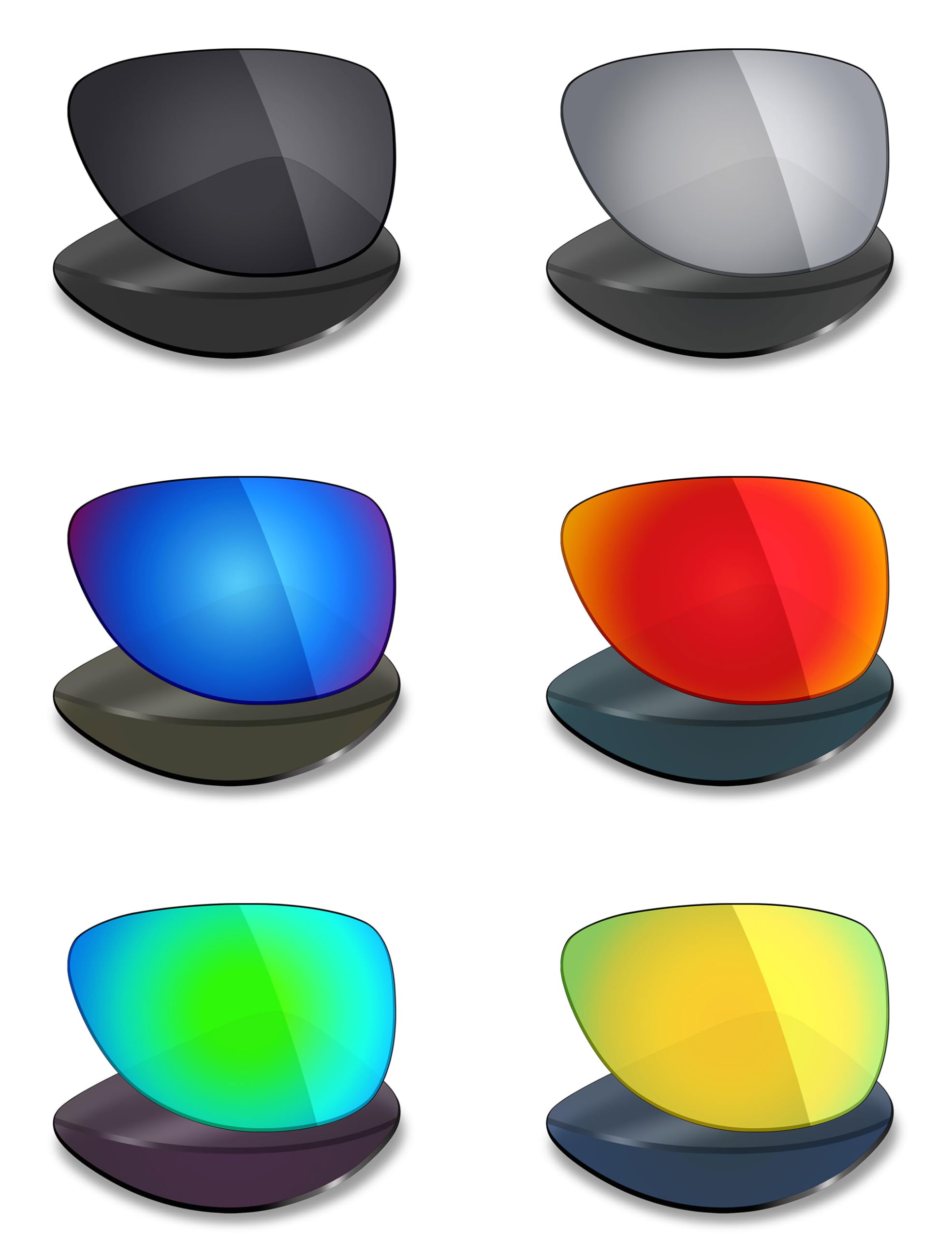 Mryok 6 Pairs Polarized Replacement Lenses for Oakley Restless Sunglass - Stealth Black/Fire Red/Ice Blue/Silver Titanium/Emerald Green/24K Gold