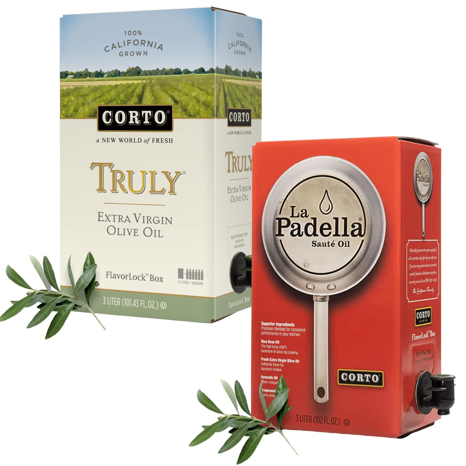 Corto TRULY® & La Padella® | Chef Bundle | 100% Extra Virgin Olive Oil | Floral Notes | Cold Extracted in State-of-the-Art Mill | Straight from Official Corto Olive Groves & Oil Producer