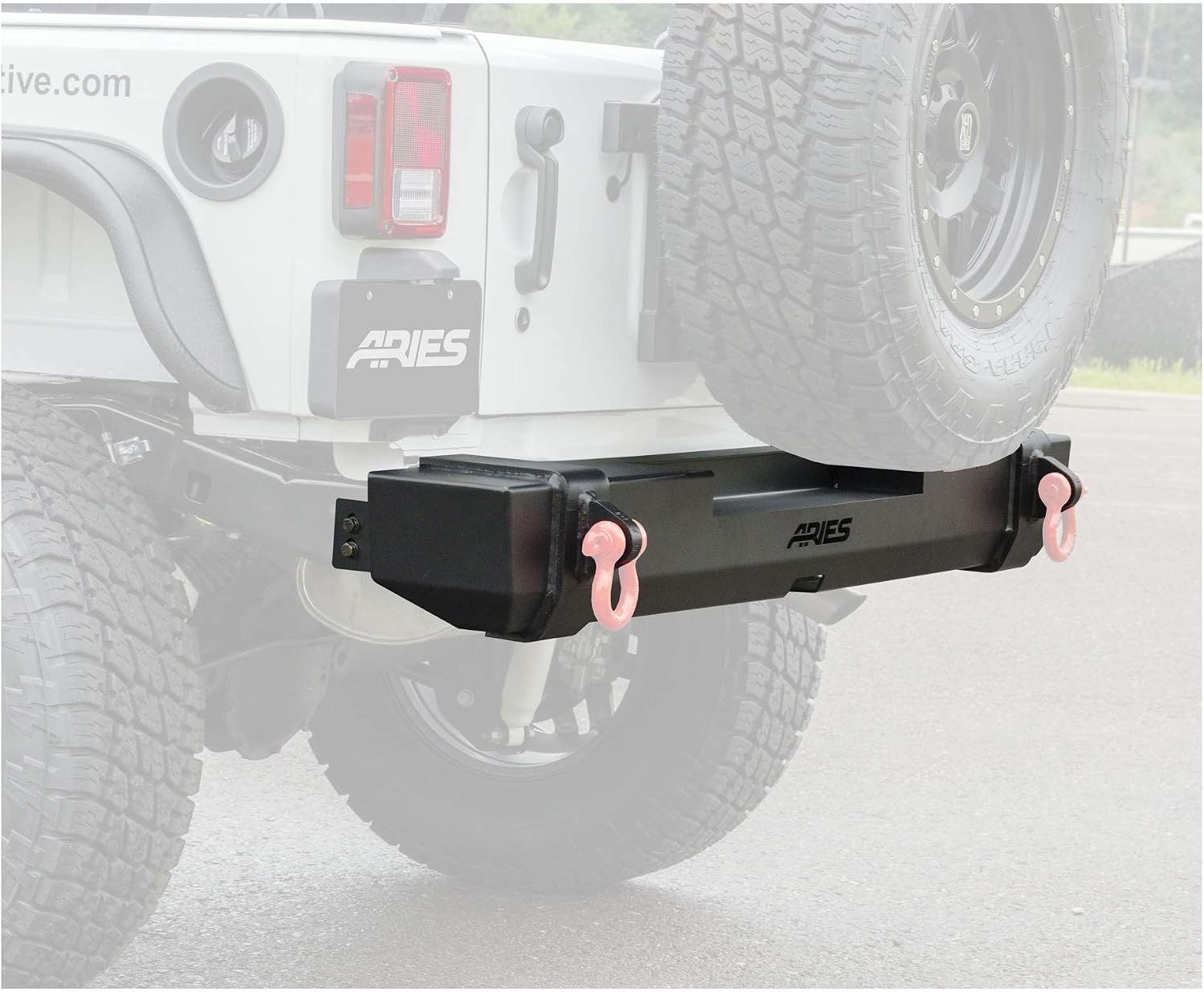 ARIES 2157000 TrailCrusher Black Steel Jeep Wrangler JK Rear Bumper, 12,500 lbs Shackle Rating