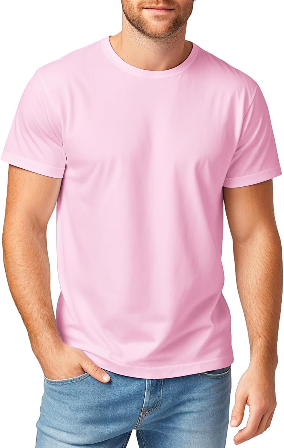 Crewneck Tshirts Men, Plain T Shirts Relaxed Fit, Basic Tees Soft