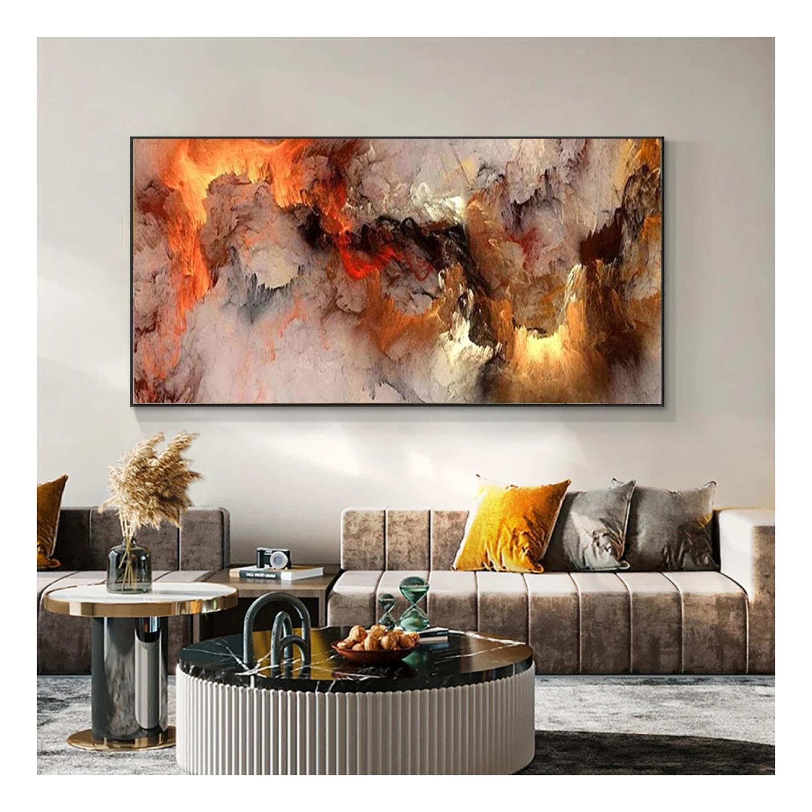 Tableau mural moderne abstrait JGGXHM nuages colorés sans cadre 65x130 cm - 8