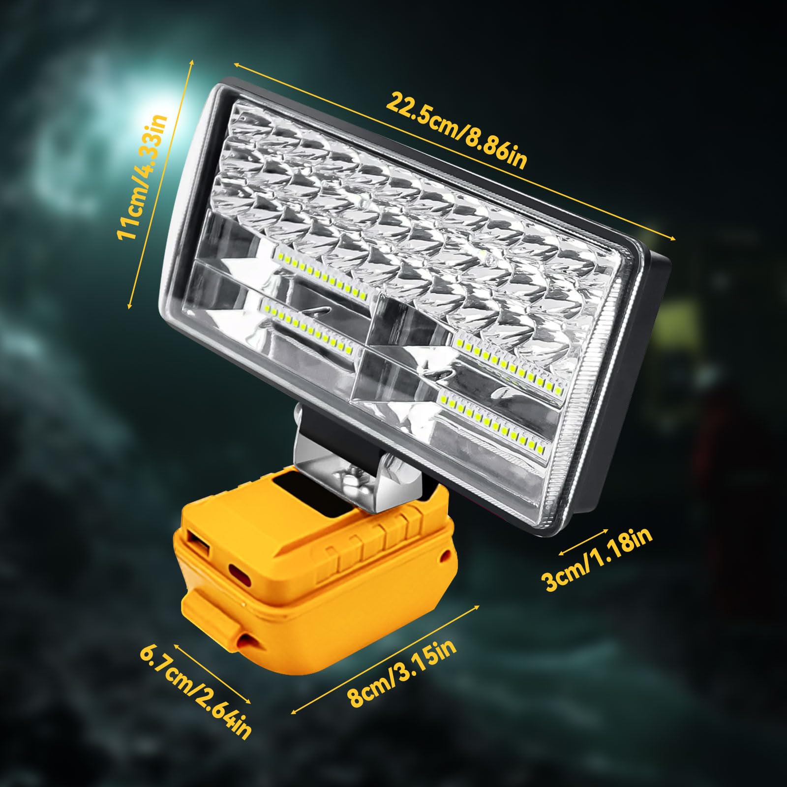 Lámpara de batería para batería Dewalt de 18 V/20 V, luz de trabajo LED inalámbrica de 90 W, 5400 lm, reflectores portátiles, lámpara de sitio de construcción, faro de batería con carga tipo C para