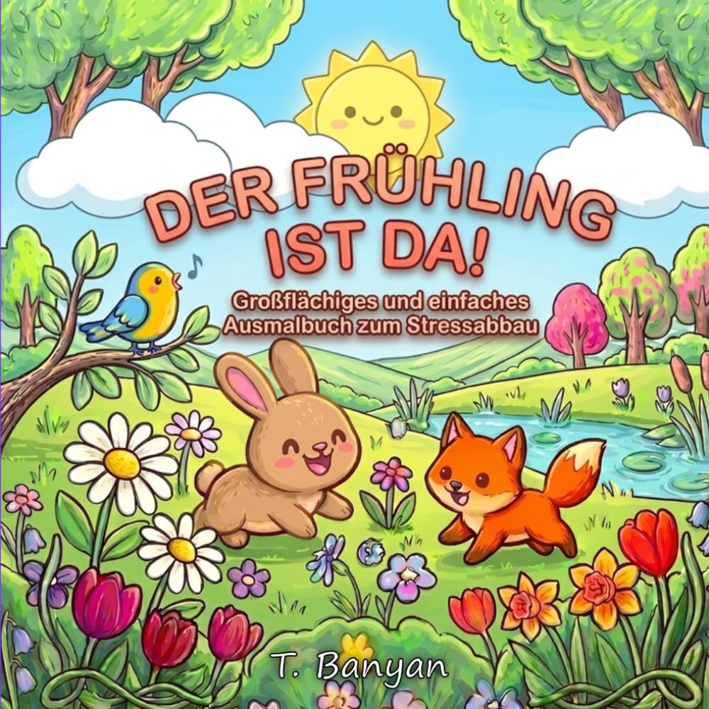 DER FRÜHLING IST DA!: Mutiges und einfaches Malbuch zum Stressabbau