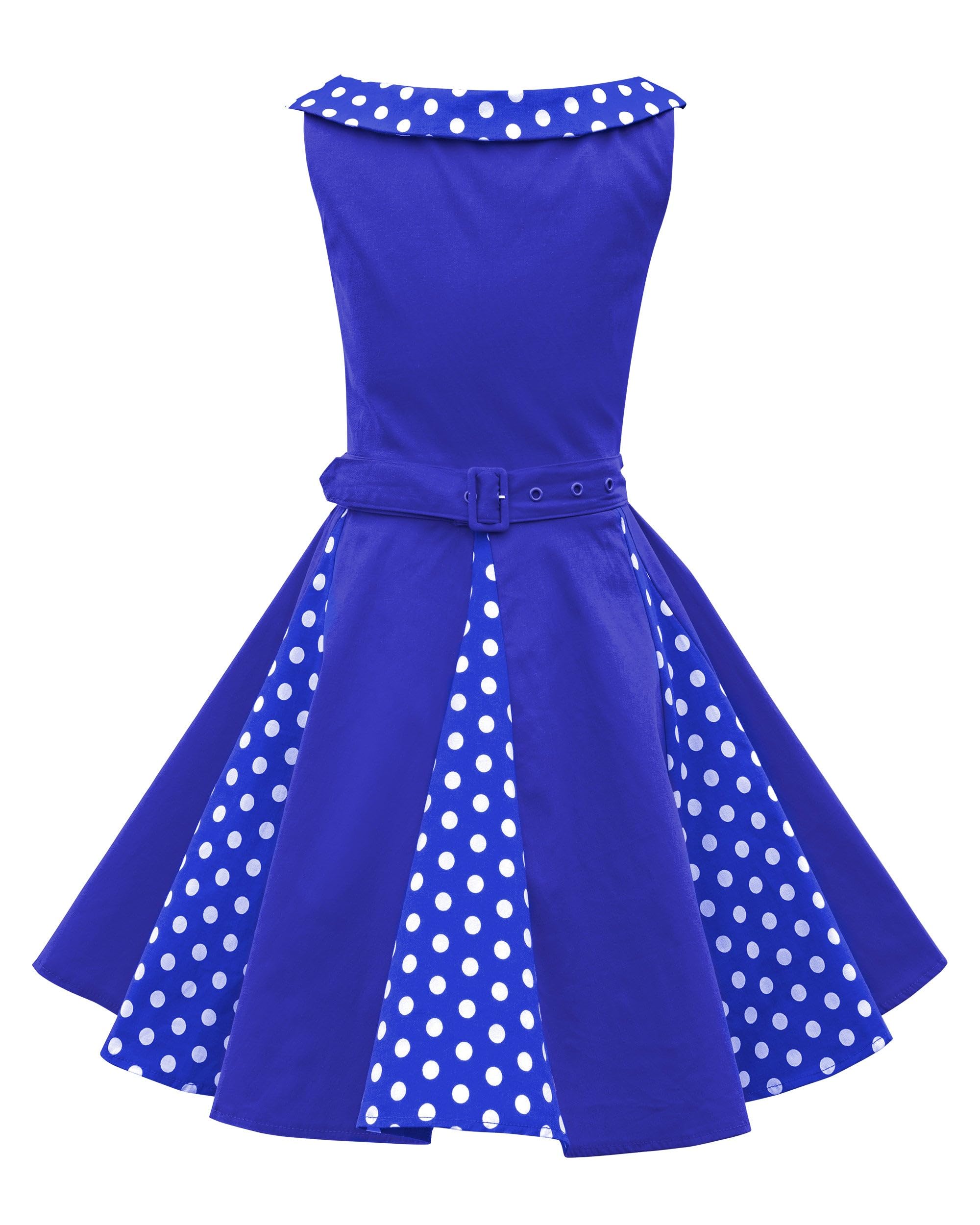 BlackButterfly Girls Alexia Polka Dot Dress, Royal Blue, 13-14 Years