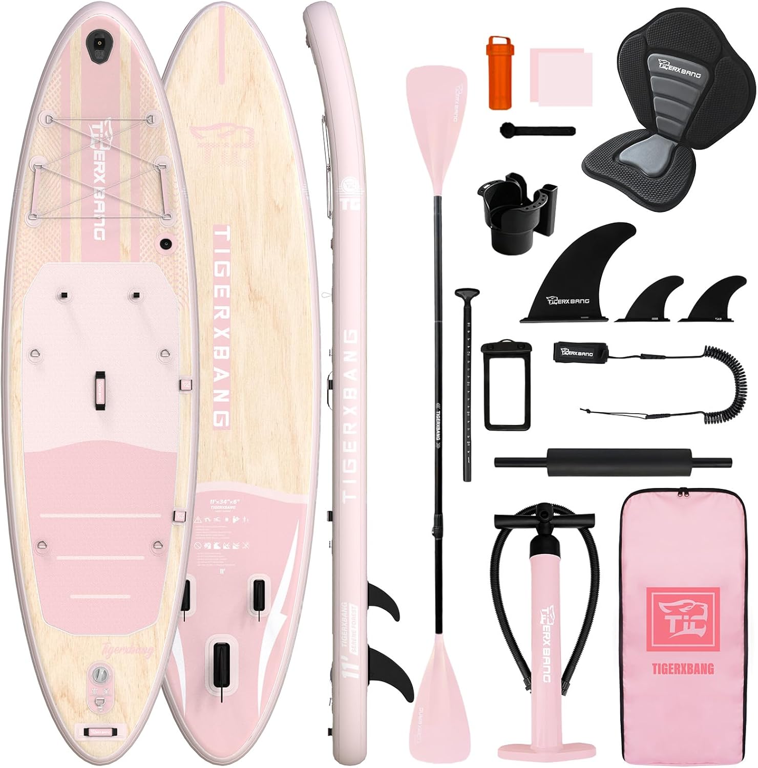 Inflatable Stand Up Paddle Board with SUP Board Accessories, Anti-Slip EVA Deck, 11'/10'6'' Paddleboard for Adults & Youth - All Skill Levels