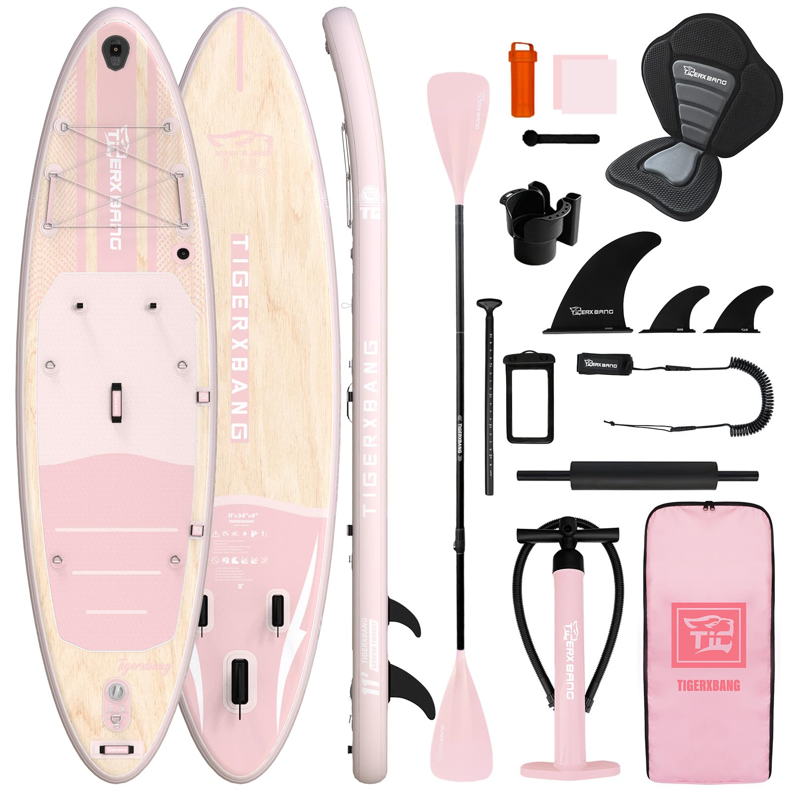 TIGERXBANG Tavola SUP Gonfiabile con Accessori, Stand Up Paddle Board Antiscivolo in EVA, SUP Gonfiabile 320cm per Adulti e Ragazzi, Ideale per Mare, Lago e Fiume