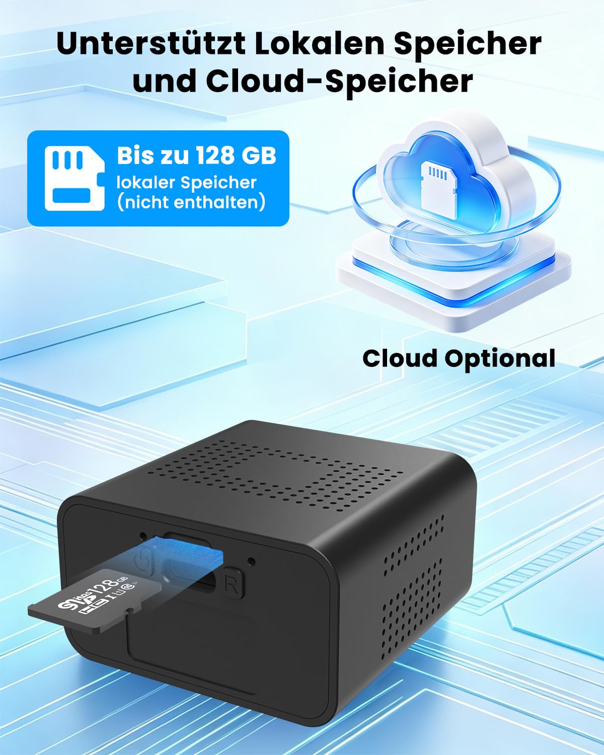 Bextgoo Mini Überwachungskamera Ohne WLAN, 4K Mini Kamera Überwachung Innen Akku, WLAN/AP Hotspot/Offline, mit Nachtsicht, Magnet Halterung, Kleine Kamera für Innen und Außenbereich, Tiefschwarz