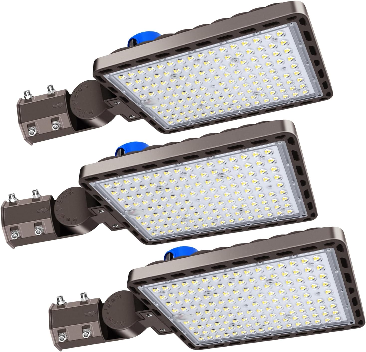 350W LED Parking Lot Lights Outdoor with Slip Fit Mount 52500LM 5000K Dusk-to-Dawn Parking Area Light IP65 Commercial and Security Street Stadium Lighting Heavy-Duty 100-277V 3Pack