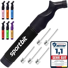 SPORTBIT Ballpumpe mit 5 Nadeln Set - Handpumpensystem zum Aufpumpen - Passt für jeden Sportball Volleyball Basketball Fußball Gymnastik Soccer Ball, Aufblasgerät Luftpump