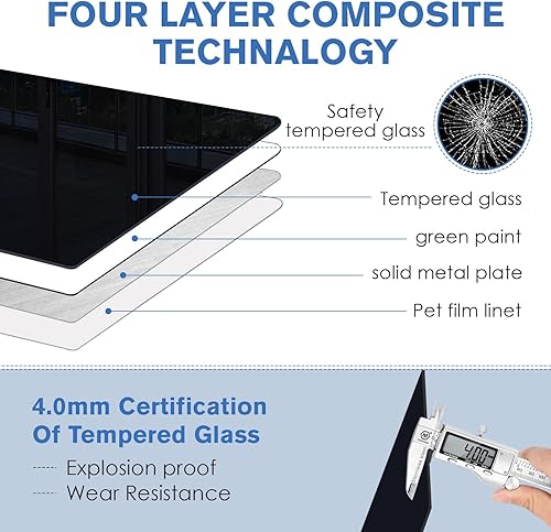 Miniatura 7 de Pizarra magnética de vidrio móvil negro sobre ruedas de 48 x 36 pulgadas, altura ajustable, caballete portátil, pizarra de borrado en seco de vidrio