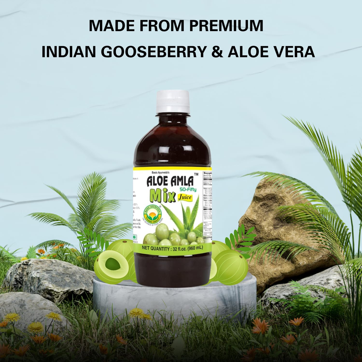 Amazon.com : Basic Ayurveda Aloe Vera & Amla Herbal Mix Juice | 32.46 Fl Oz  (960ml) | Supports Digestion, Immunity & Detox | Rich in Natural Vitamin C  | No Added Sugar |