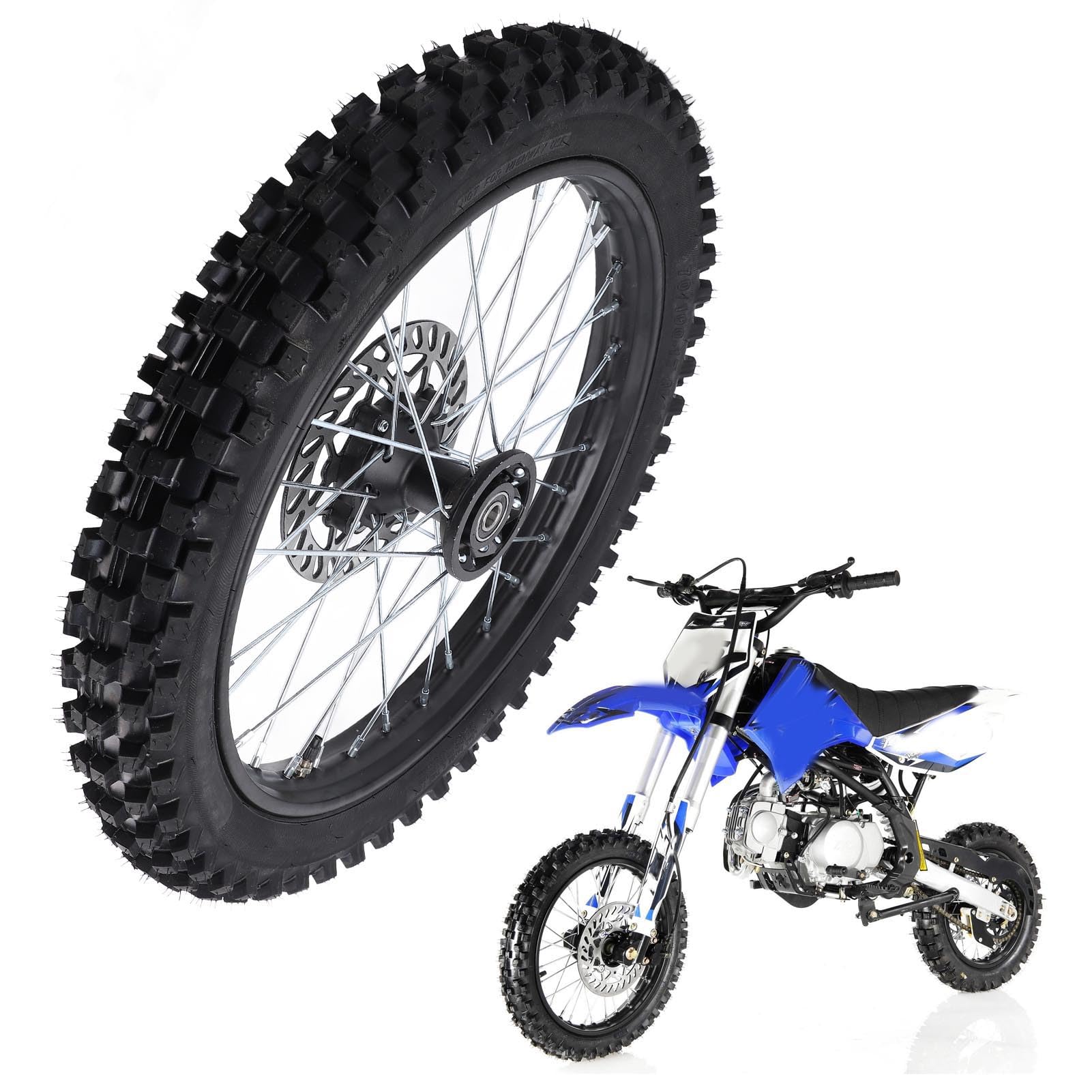 17 Zoll Dirt Bike Frontrad Reifenbaugruppe 70/100-17 2,75-17 15 Mm Achsen 190-mm-Bremsrotor