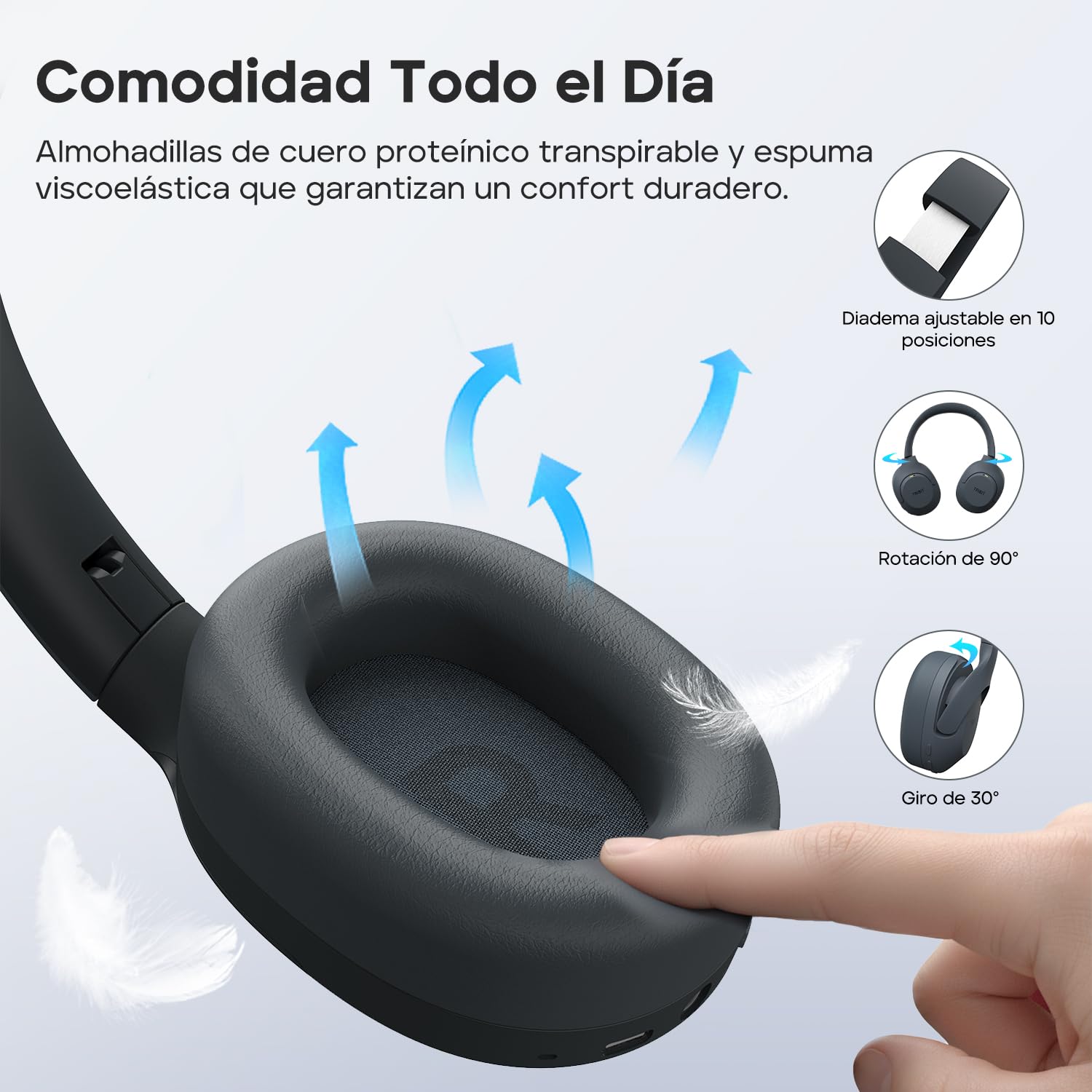 Tribit QuietPlus81 Auriculares inalámbricos Bluetooth, cancelación de Ruido | 110 horas, inalámbrico, BT 6.0, graves profundos, 6 EQ mediante app, plegable, cómodo, viajes, trabajo