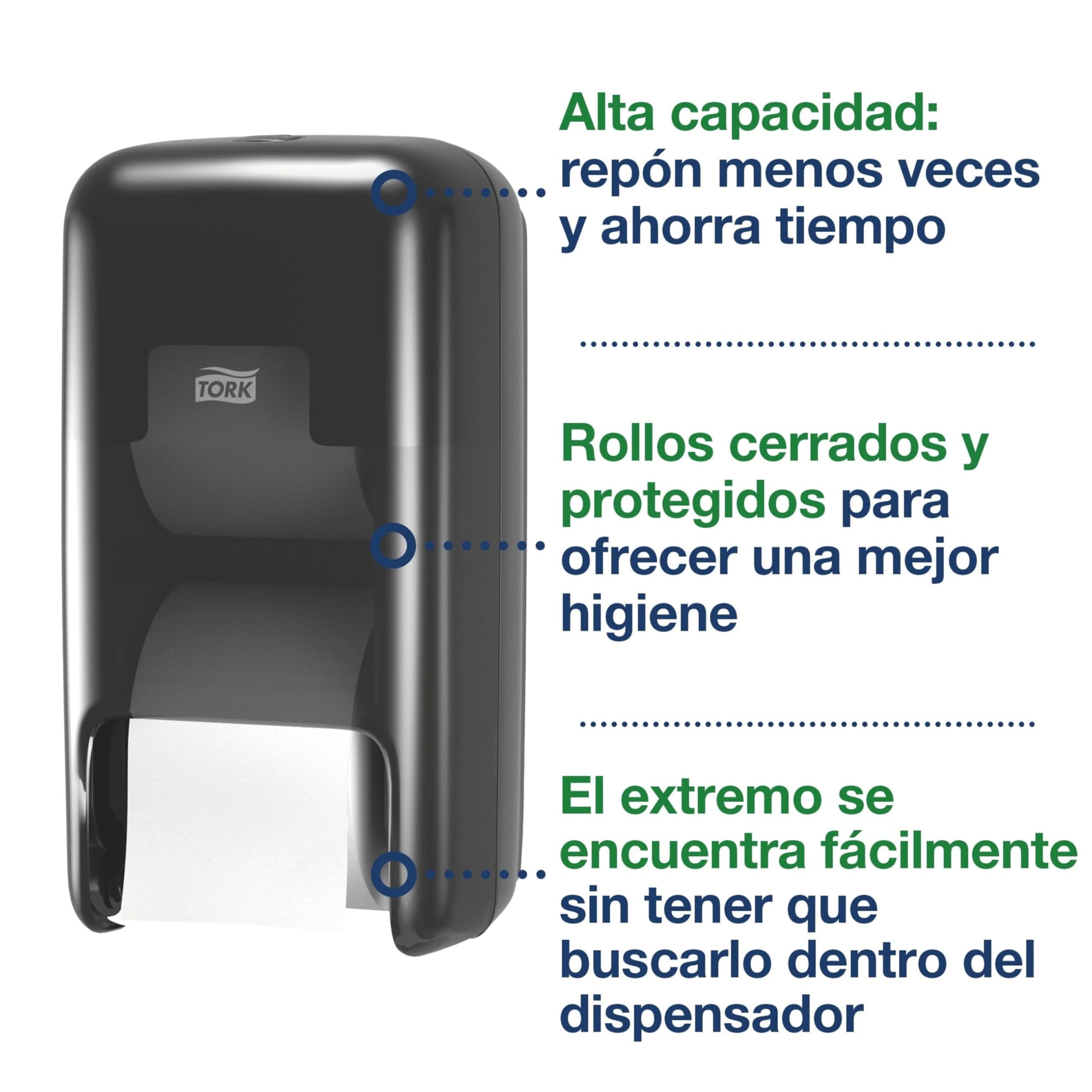 Tork OPTI Serve Dispensador para Dos Rollos de Papel Higiénico, T7, 558042 | color blanco, Dispensador de bolsas higiénicas para el aseo