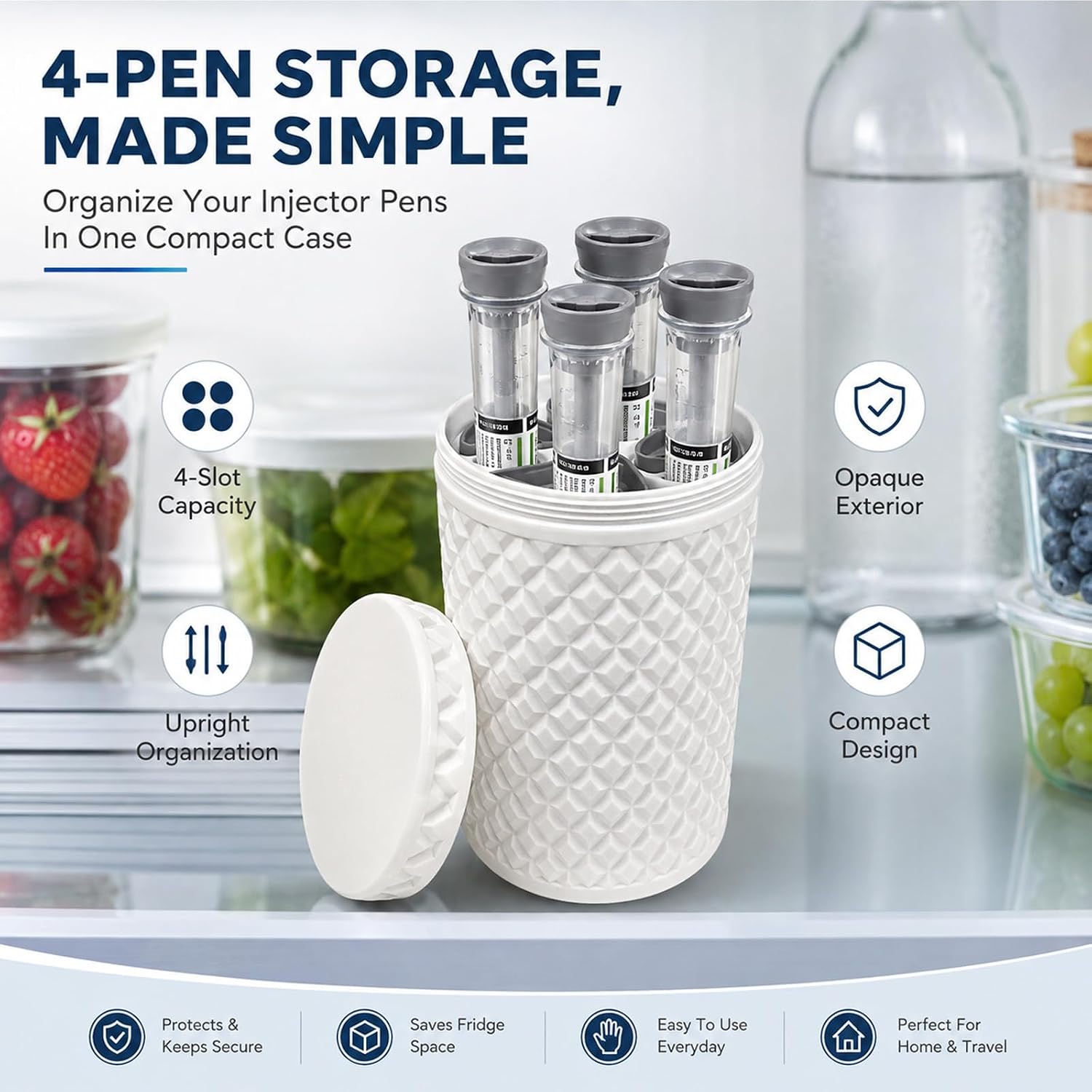 4-Pen Fridge Storage Case Compatible with Zepbound & Mounjaro Injector Pens