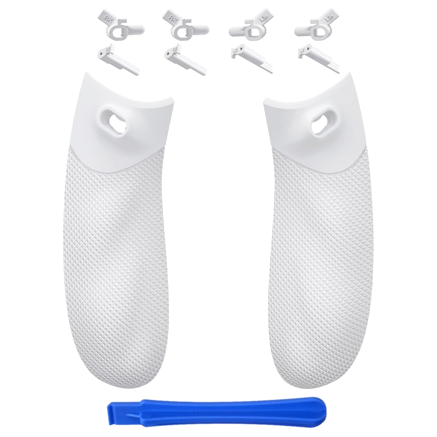 eXtremeRate Flexor Rubberized Side Rails Grips Trigger Stop Kit for Xbox Series X/S Controller, Anti-Slip Ergonomic Trigger Stopper Handle Grips for Xbox Core Controller – Frosted White
