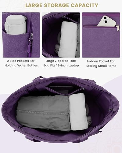 Miniatura 3 de Gonex Bolsa para esterilla de yoga, bolsa grande con múltiples bolsillos para mujeres y hombres, soporte de lona para esterilla de lona, cremallera