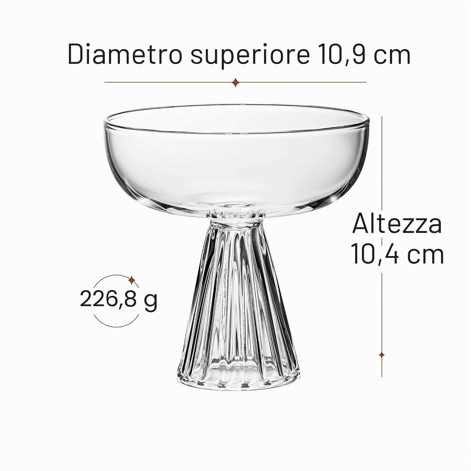 GLASSIQUE CADEAU Moderni bicchieri da cocktail Paris Martini Coupé, set da 4 pezzi, vetro, 230 ml, per champagne, daiquiri, Espresso Martini, Cosmopolitan