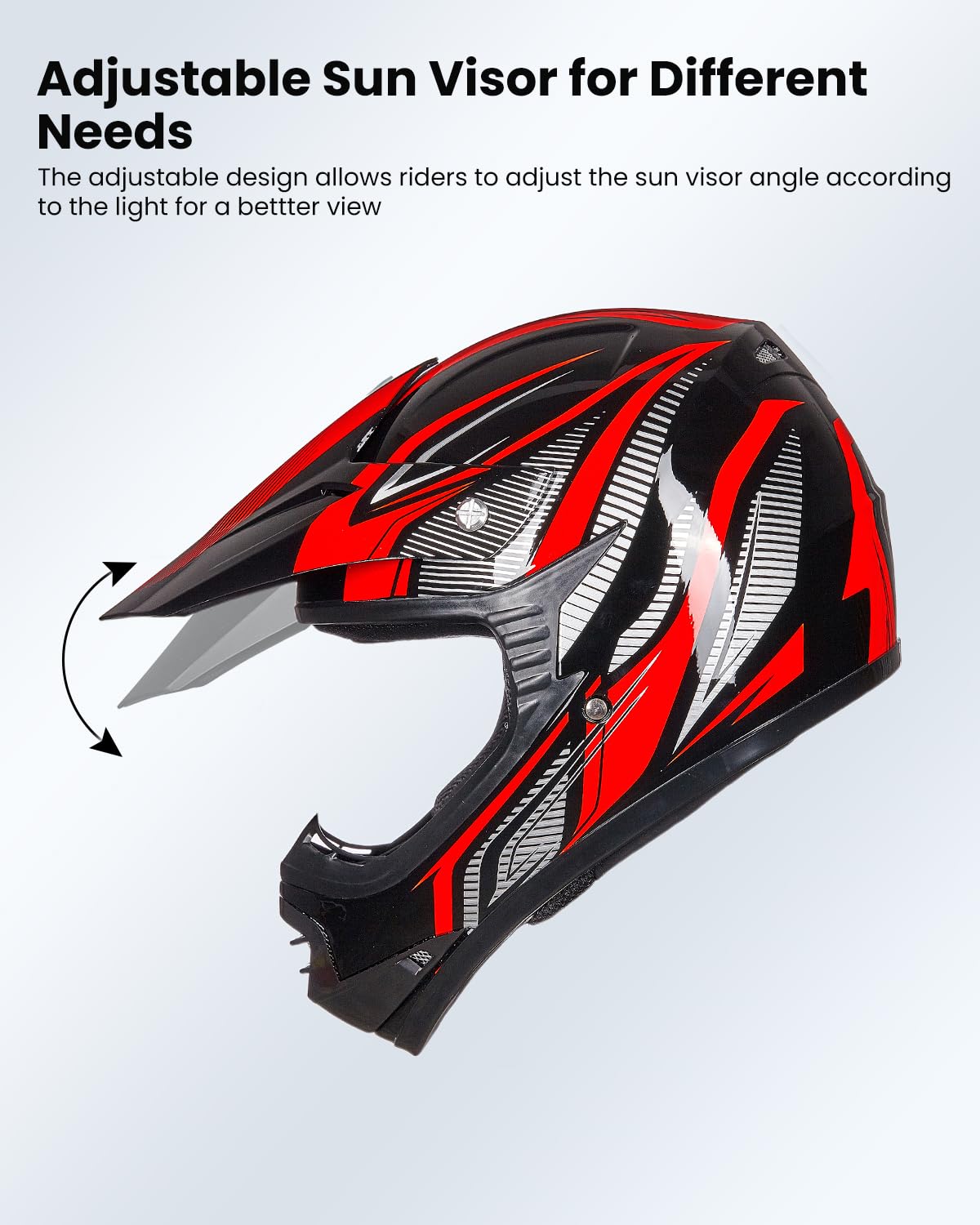 ILM Dziecięcy kask motocyklowy Cross Dirt Bike dla chłopców i dziewcząt, uniseks, homologacja ECE22.06 Full Face Off Road ATV Enduro MTB z rękawicami Gogle Model B07, czarny czerwony, XL