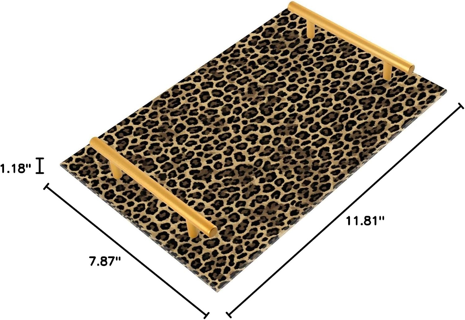 Brown Leopard Print Bathroom Vanity Trays Decorative Trays Perfume Makeup Jewelry‌ Tray for Home Kitchen Counter‌ Acrylic 8 x 12 in