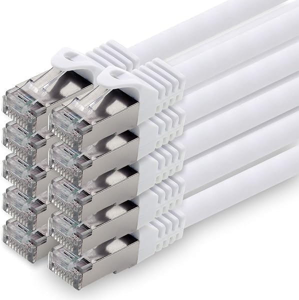 1aTTack.de 1,0m - weiss - 10 Stück CAT.7 Netzwerkkabel Patchkabel SFTP PIMF LSZH Gigabit Lan Kabel 10Gb s cat7 Rohkabel mitRJ45 Stecker Cat6a kompatibel zu CAT5 CAT6 cat7 cat8 - 1