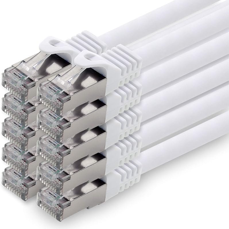 1aTTack.de 0,5m - weiss - 10 Stück CAT.7 Netzwerkkabel Patchkabel SFTP PIMF LSZH Gigabit Lan Kabel 10Gb s cat7 Rohkabel mitRJ45 Stecker Cat6a kompatibel zu CAT5 CAT6 cat7 cat8