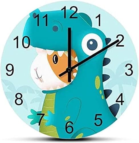 Reloj de pared decorativo con diseño de dinosaurio dibujos animados reloj de pared impreso decoración de habitación de niños relojes jurásicos