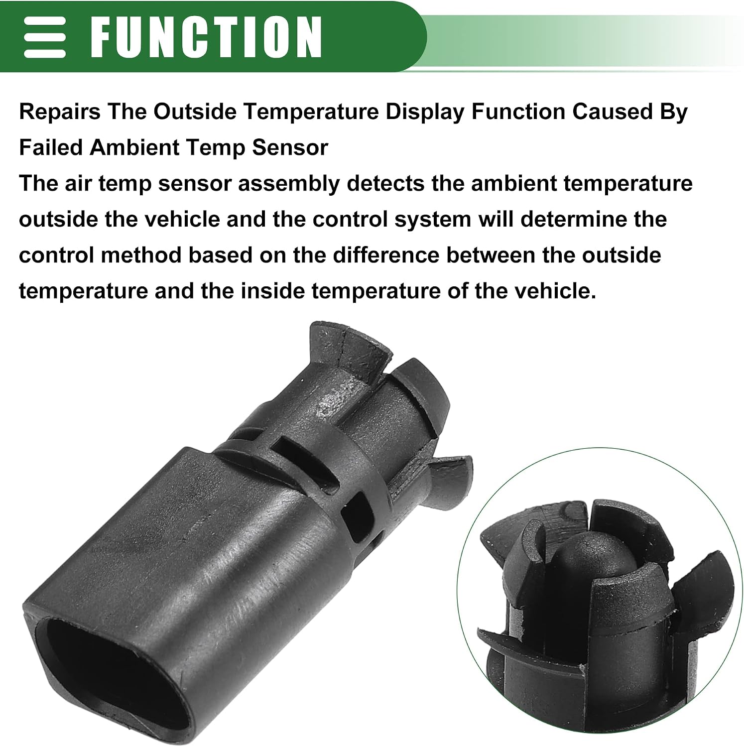 Motoforti Car AC Ambient Air Temperature Sensor, for VW Golf POLO Passat, Plastic, 1J0919379A, Black