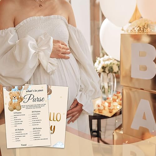 Miniatura 10 de Tarjetas de juego para baby shower, temática de oso que conoce a mamá, la mejor tarjeta de juego para fiesta de baby shower, divertidas y fáciles de