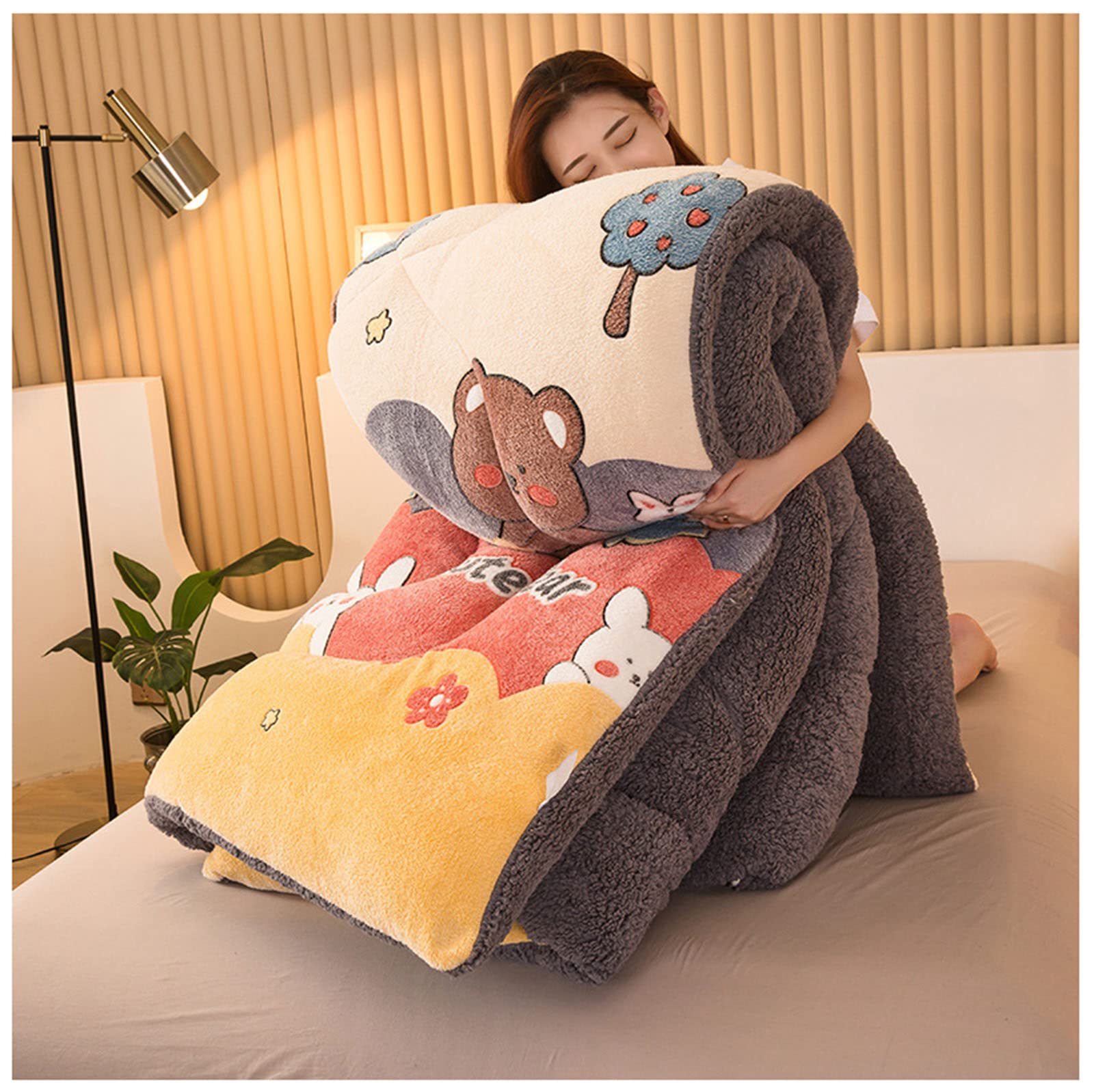 Couette d'hiver chaude 150x200 contre le froid en velours d'agneau